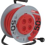 EMOS PVC kabel na bubnu s pevným středem – 4 zásuvky, 50m, 1,5mm2