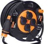 Solight prodlužovací přívod na bubnu, venkovní, 4 zásuvky, černý, 25m