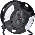 Solight Prodlužovací přívod na bubnu, venkovní, 4 zásuvky, černý, 50m