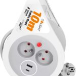Solight prodlužovací přívod na bubnu 10m, USB A+C, 2 zásuvky